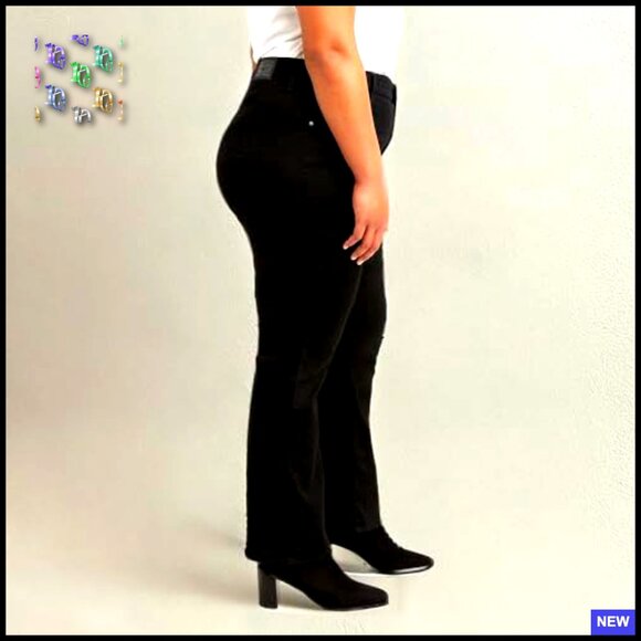 High Rise Straight Jeans Classic Fit Sculpting Comfort Stretch Denim - Picture 4 of 5